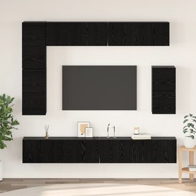 vidaXL Σετ επίπλου τηλεόρασης Επιτοίχιο 8 pcs Μαύρη Οξυά