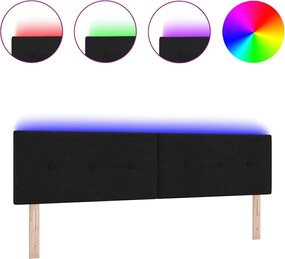 vidaXL LED κεφαλάρι με φώτα λωρίδας LED Μαύρο 180 cm Πολυεστέρας