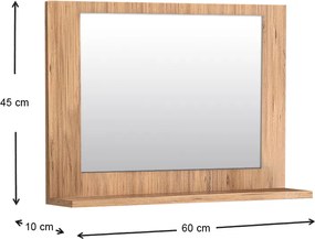 Καθρέπτης μπάνιου Devlin Megapap χρώμα pine oak 60x10x45εκ.