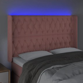Κεφαλάρι Κρεβατιού LED Ροζ 163x16x118/128 εκ. Βελούδινο - Ροζ