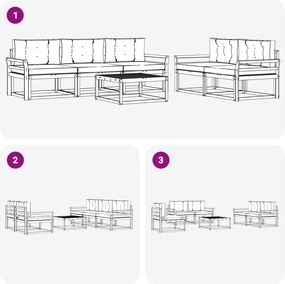 vidaXL Σειρά Καναπέ Εξωτερικού με μαξιλάρι 6 pcs Λευκό και Κρεμ