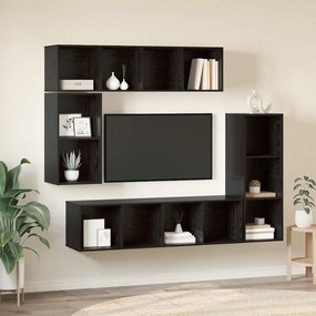 vidaXL Σετ επίπλου τηλεόρασης 4 pcs Μαύρη Οξυά Επεξεργασμένο ξύλο