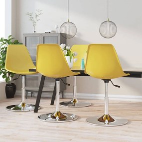 Καρέκλες Τραπεζαρίας Περιστρεφόμενες 4 τεμ Κίτρινες Πολυπροπ. - Κίτρινο