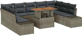 vidaXL Σετ Καναπέ Κήπου με αποθήκευση 10 pcs Γκρι Πολυ ράταν