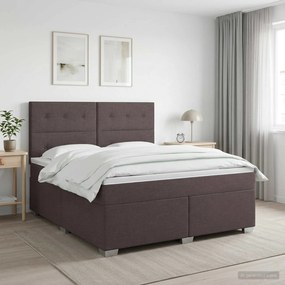 vidaXL Κρεβάτι box spring με στρώμα Σκούρο Καφέ 140 x 200 cm Ύφασμα