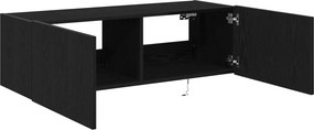 vidaXL Ντουλάπι Τηλεόρασης Τοίχου 2 pcs Μαύρη Οξυά Επεξεργασμένο Ξύλο
