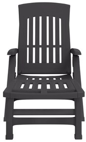 vidaXL Ξαπλώστρα Πτυσσόμενη με Ρόδες Ανθρακί από Πολυπροπυλένιο