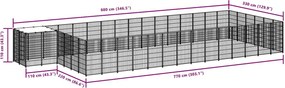 vidaXL Σπιτάκι Σκύλου Μαύρο 26,62 μ² Ατσάλινο