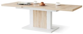 Πολυμορφικό τραπέζι σαλονιού Glendale 103, Sonoma οξιά, Άσπρο, 60x70x120cm, 55 kg, Πλαστικοποιημένη μοριοσανίδα, Γωνιακό | Epipla1.gr
