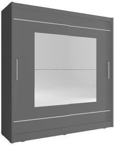 Ντουλάπα Walla συρόμενη-180 x 62 x 200 εκ.-Γκρι