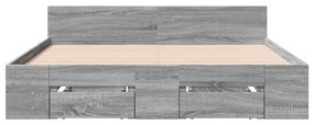 Πλαίσιο Κρεβατιού με συρτάρια Γκρι sonoma 120x190εκ. Επεξ. Ξύλο - Γκρι