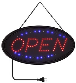 GloboStar® 75683 Φωτιστικό Ταμπέλα LED Σήμανσης OPEN με Πρίζα AC 230V Μ47.5xΠ24.5xΥ2.5cm