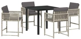 vidaXL Σέτ φαγητού για κήπο 5 pcs Ανοιχτό γκρι συνθετικό ρατάν