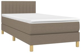 vidaXL Κρεβάτι Boxspring με Στρώμα &amp; LED Taupe 90x190 εκ. Υφασμάτινο
