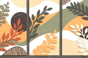 Σετ των 2 Intra απο ξύλο plywood 3mm-4mm πάχος Boho Botanical Wall Art Δίασταση 40x40 cm INTRAFABR-125219504