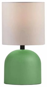 GloboStar® LOREN 204-0136 Μοντέρνο Eπιτραπέζιο Φωτιστικό Μονόφωτο 1 x E27 IP20 Πράσινο Μέταλλο με Μπεζ Ύφασμα - Μ15 x Π15 x Υ31cm