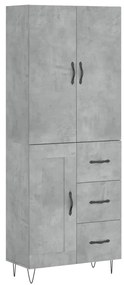 vidaXL Ντουλάπι Γκρι Σκυροδέματος 69,5x34x180 εκ. Επεξεργασμένο Ξύλο