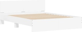 vidaXL Πλαίσιο Κρεβατιού με Κεφαλάρι/LED Λευκό 150 x 200 εκ