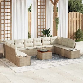 vidaXL Σετ Καναπέ Κήπου 11 pcs Beige, λευκό