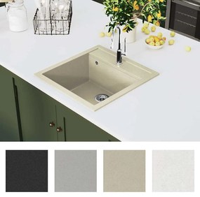 vidaXL Νεροχύτης με Μονή Γούρνα Μπεζ Γρανιτένιος