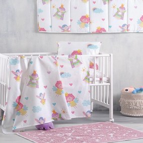 Σεντόνια Βρεφικά (Σετ 3τμχ) Fairies White-Pink Ρυθμός Cradle 120x160cm 100% Cotton