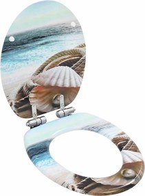 vidaXL Καλύμματα Λεκάνης Soft Close 2 τεμ. Σχέδιο Κοχύλι από MDF