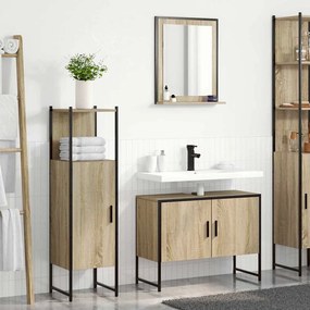 vidaXL Σετ Επίπλων Μπάνιου με ράφι 3 pcs Καφέ Επεξεργασμένο ξύλο