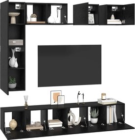 vidaXL Σετ επίπλου τηλεόρασης 8 pcs Μαύρη Οξυά Επεξεργασμένο ξύλο