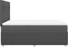 vidaXL Κρεβάτι Boxspring με Στρώμα Σκούρο Γκρι 140x200 εκ Υφασμάτινο