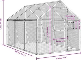vidaXL Κλουβί Ανθρακί 1,79 x 3 x 1,85 μ. από Αλουμίνιο