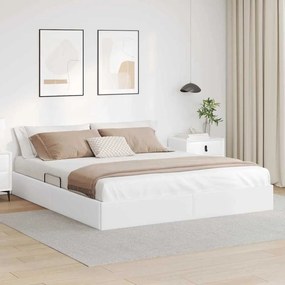 vidaXL Κρεβάτι Αποθήκης Λευκό 183 x 213 cm Τεχνητό δέρμα