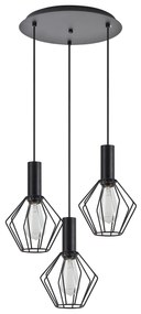 SE21-BL-4-3BL-GR1 ADEPT TUBE Black Pendant Black Metal Grid+