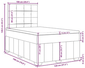 Κρεβάτι Boxspring με Στρώμα Taupe 120x190 εκ. Υφασμάτινο - Μπεζ-Γκρι