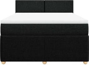 vidaXL Κρεβάτι Boxspring με Στρώμα Μαύρο 140x200 εκ. Υφασμάτινο