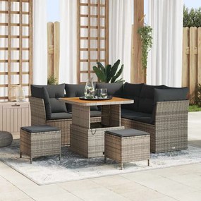 vidaXL Σετ Καναπέ Κήπου Ρυθμιζόμενο ύψος 8 pcs Γκρι συνθετικό ρατάν