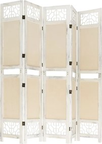 vidaXL Διαχωριστικό Δωματίου με 5 Πάνελ Κρεμ 175 x 165 εκ. Υφασμάτινο