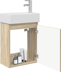 vidaXL Μονάδα μπάνιου με βρύση Sonoma Δρυς 45,5 x 22,5 x 84 εκ