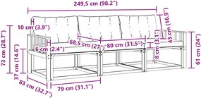 vidaXL Σειρά Καναπέ Εξωτερικού με μαξιλάρι 3 pcs Λευκό και Κρεμ