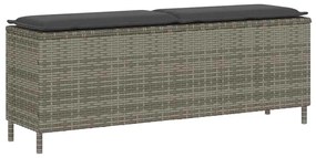 vidaXL Πάγκος κήπου με μαξιλάρι γκρι 110x30x40,5 cm Poly Rattan