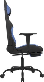 vidaXL Καρέκλα Gaming Μαύρη/Μπλε Ύφασμα με Υποπόδιο