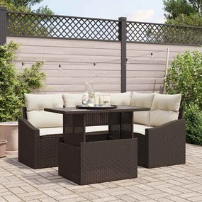 vidaXL Σετ Καναπέ Κήπου 5 pcs Καφέ και κρεμ 100 x 55 x 73 εκ