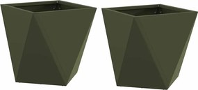 vidaXL Γλάστρα 2 τμχ. Ελιά Πράσινη 30 x 30 x 30 cm Ατσάλι