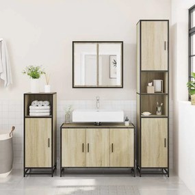 vidaXL Ντουλάπι Νιπτήρα Μπάνιου Sonoma Δρυς 90 x 33 x 60 εκ. από Τεχνητό Ξύλο