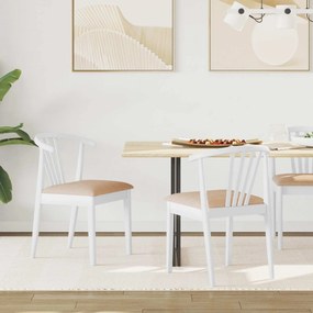 vidaXL Καρέκλα τραπεζαρίας 2 pcs Λευκό και Καφέ Καθαρό Καουτσούκ