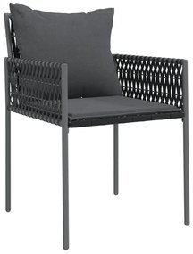 vidaXL Σετ Τραπεζαρίας Κήπου 7 τεμ. Συνθ. Ρατάν / Ατσάλι με Μαξιλάρια