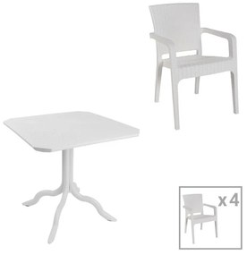 Τραπεζαρία Groovy-Halcyon σετ 5τεμ PP λευκό 80x80x74,5εκ. 80x80x74.5 εκ.