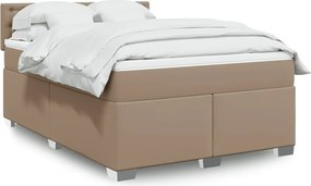 vidaXL Κρεβάτι Boxspring με Στρώμα Καπουτσίνο 140x200εκ.από Συνθ.Δέρμα