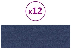 vidaXL Πάνελ Τοίχου 12 τεμ. Μπλε 90 x 30 εκ. 3,24 μ Υφασμα
