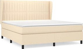 vidaXL Κρεβάτι Boxspring με Στρώμα Κρεμ 180x200 εκ. Υφασμάτινο