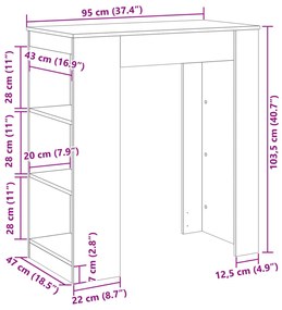 ΤΡΑΠΕΖΙ ΜΠΑΡ ΜΕ ΡΑΦΙΑ ΜΑΥΡΟ 95X47X103,5 ΕΚ. ΕΠΕΞΕΡΓ. ΞΥΛΟ 854383